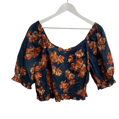 Oxford Womens  Size 14 Navy / Topical Puffy Sleeves 