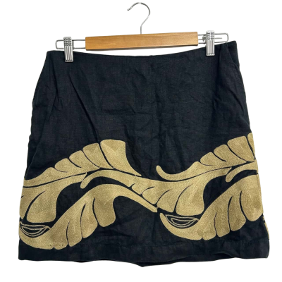 Banana Republic Size 6 Black Linen Mini Skirt 