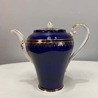 Vintage Aynsley Bone China Tea/Coffee Pot - Cobalt Blue, White & Gold 180mm