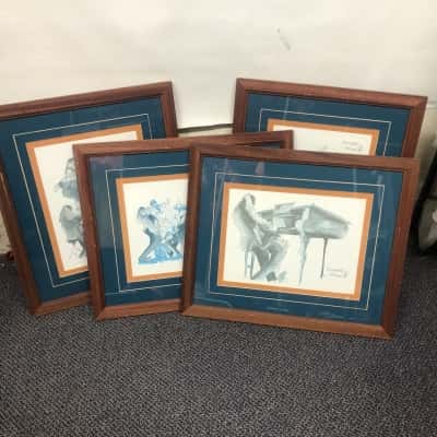 Meismdorff New Orleans Set x 4 Framed Jazz Quartet 1976 - Signed