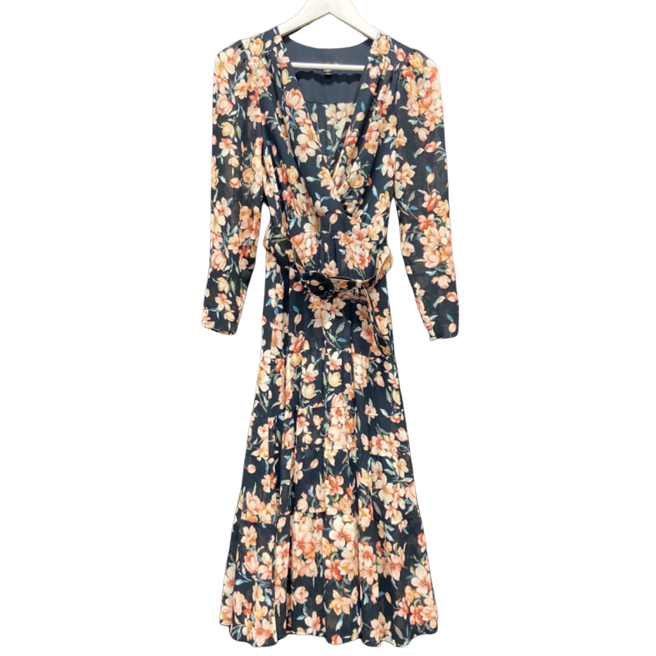 Forever New Womens Size 8 Floral Dress / Long Sleeve / Midi Dress Black
