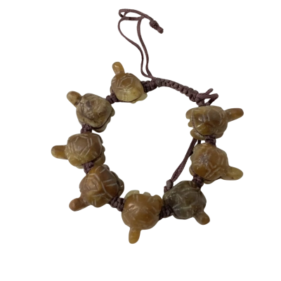  Jade Turtle Adjustable Bracelet Brown 