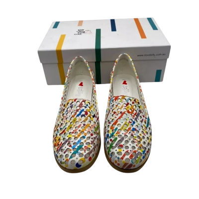 BNIB I Love Billy Womens  Size 38 Multi / White Carnival Shoes