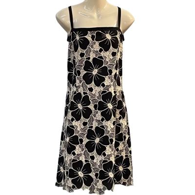 Review Womens Size 18 Midi/Shoestring Strap Dress Black/Cream/Pattern