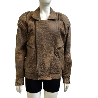 `Vintage’ Siricco Womens Label Size 44 Padded Leather Jacket Brown Mix   