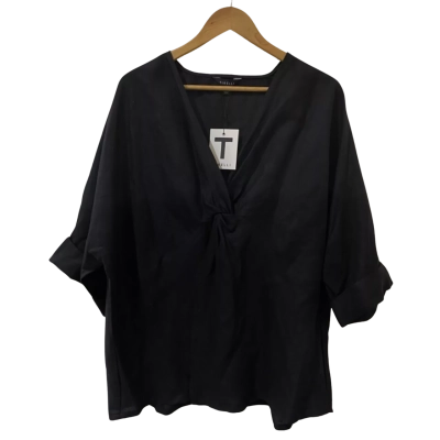 TIRELLI Womens  Size L / XL 3/4 Sleeve LinenTop Black  