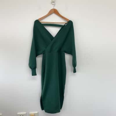 By Amica Green Long SLeeve Knit Midi Dress Size XL 