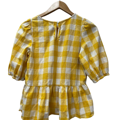 Mister Zimi Womens  Size 0 Party Top Checked / White / Yellow 