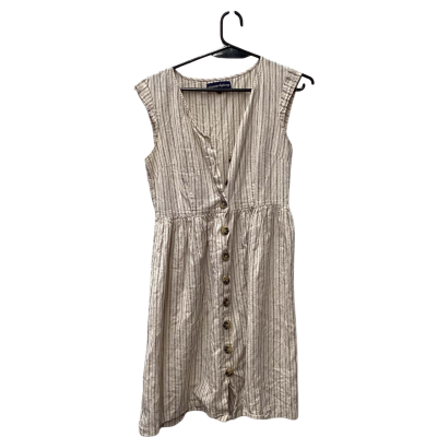 Princess Highway Womens  Size 10 Babydoll Dress Cream / Pinstriped 