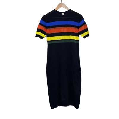 Sylvester Womens  Size XS Knit Midi Dress Black  / Multicoloured 