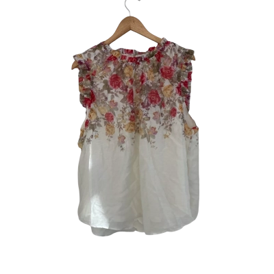 Portmans Womens  Size 20 Floral Top / Short Sleeve Top / Sleeveless Top Floral / Multicoloured / White 