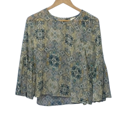 Seed Heritage Womens Size 10 Paisley Bell Sleeve Blouse