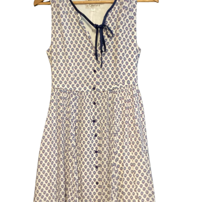 Friends of couture vintage style dress Size 8 Cream / Navy Blue / Pattern / Purple 