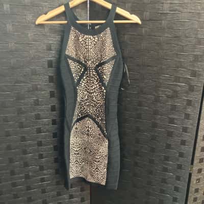 Bariano Womens  Size 6 Mini Dress Beige / Black  