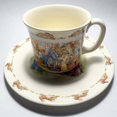 Vtg. Royal Doulton Bone China Bunnykins baby cereal bowl -1986 & cup 1936