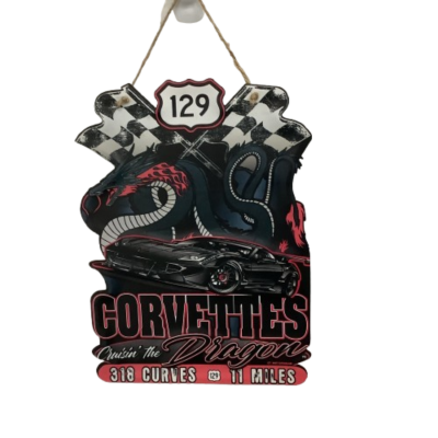 Brand New Corvettes Dragon Metal Hanging Man Cave Sign #2271-1-pp
