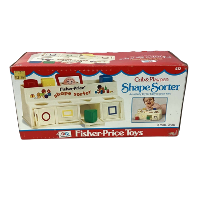 Vintage Fisher Price 1975 Crib & Playpen Shape Sorter BNIB unopened!