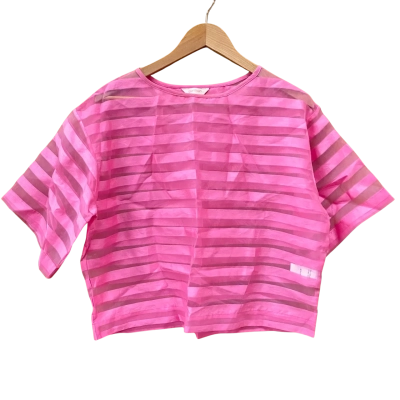 Gorman Bright Pink Striped Sheer Top Approx. Size M