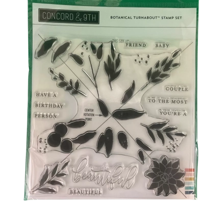 Brand New Never Used Concord & 9th “Botanical Turnabout” Clear Stamp Set