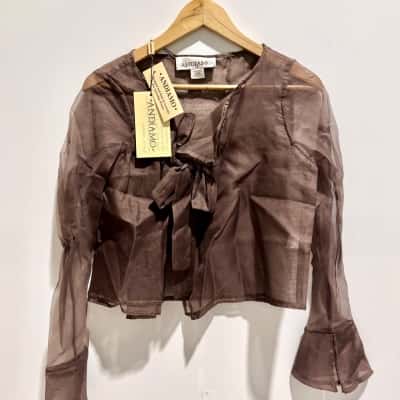 Andiamo Womens  Size 10 Long Sleeve Top / Party Top Brown 
