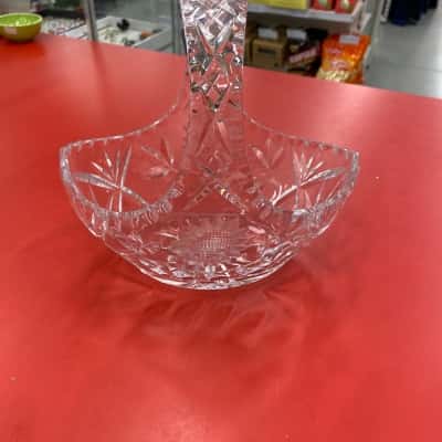 Stunning Heavy Large Crystal Basket 