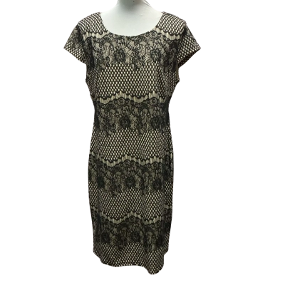 Caroline Morgan Womens  Size 16 Midi Dress Beige / Black  