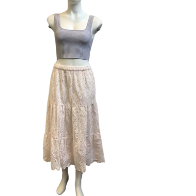 Brand New Y.A.S. Womens  Size 14 / XL Embroidered Midi Skirt Faded Pink