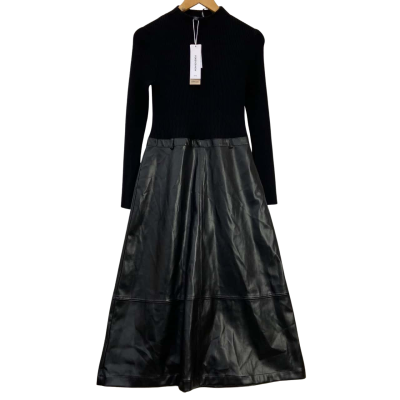 Brand New - Forever New - Womens  Brookliyn  Petite PU Midi Dress - Size 12 - Black (RRP $199.99)