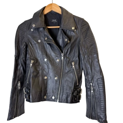 Bardot Womens  Size 10 Leather Jacket Black  