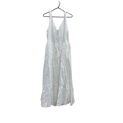 Dissh Women’s Arlo White V Neck Linen Maxi Dress Size 12 RRP $180