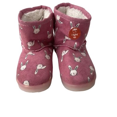 K-Mart Light Up Bunny Slippers Size 10 JNR Girls 6-12 Pink  