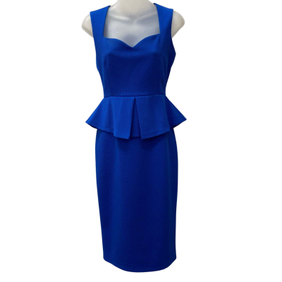 Vesper - Flattering Cobalt Blue Stretch Midi Dress Size 10