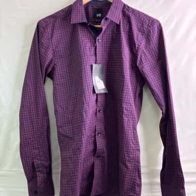 Yd. Mens Size XXS Long Sleeve Shirt Navy Blue / Red BNWT