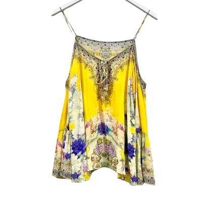 Camillia  SILK Yellow Muse Drop Shoulder Top Size M/L