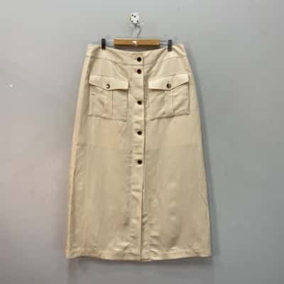 Saba Womens  Linen Blend Size 16 Midi Skirt Beige / Natural 