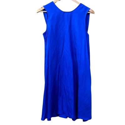 COS Royal Blue Linen Blend Gathered Dress Size EUR 36