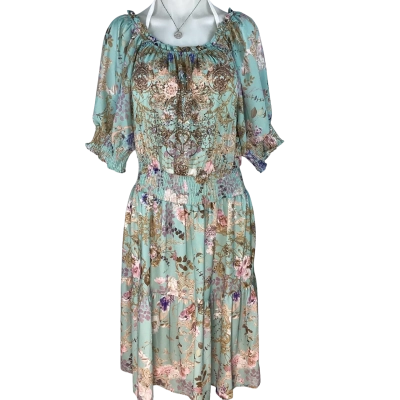 Liz Jordan - Mint Sparkling Floral Dress (Size 10)