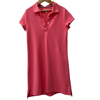 Tommy Hilfiger - Girls Pink Polo Collar Dress Size 8-10 Stretchy