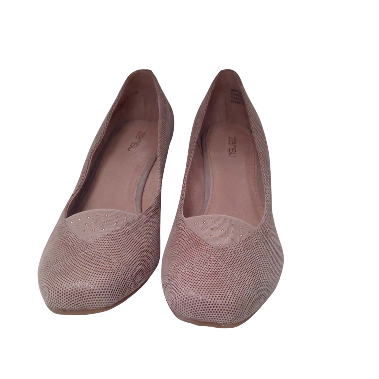 Zensu Women's Low Wedge Shoe Beige Size 9 (s)