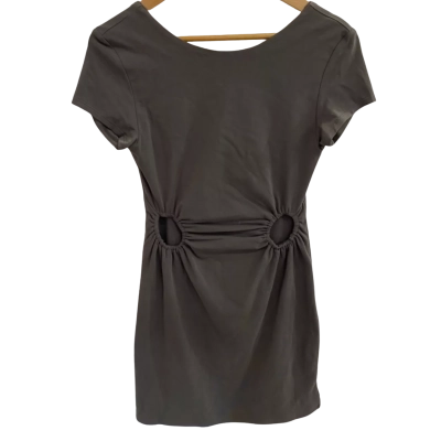 First MSE Womens Size M Mini Dress With O-Ring Side Cutouts Charcoal