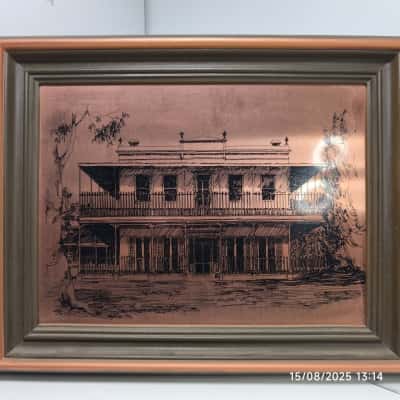 Como House Framed Etched Copper 