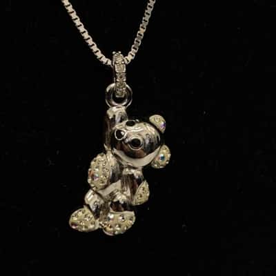 Swarovski Womens silver-tone Necklace with Bear Pendant