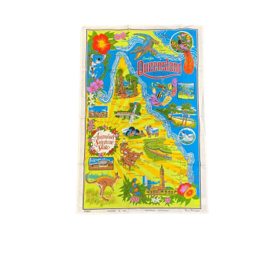 Queensland Map Tea Towel