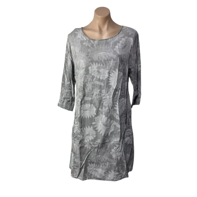 Foil Clothing Womens Size 12 Pale Grey / White Floral 3/4 Sleeve Dress