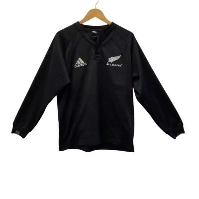 Adidas Men's New Zealand All Blacks Rugby Shirt Size M Long Sleeve Embroidered - Black