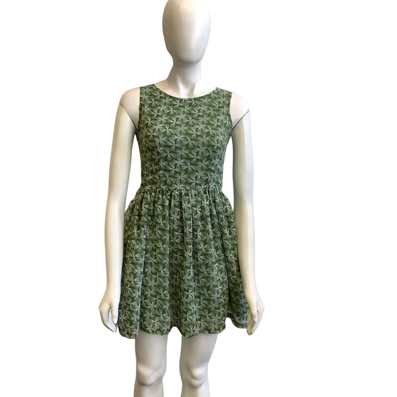 Promener Women's Size S Sleeveless Mini Dress Green with a White