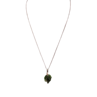  Women’s Green Crystal Leaf with Silver Plated Chain