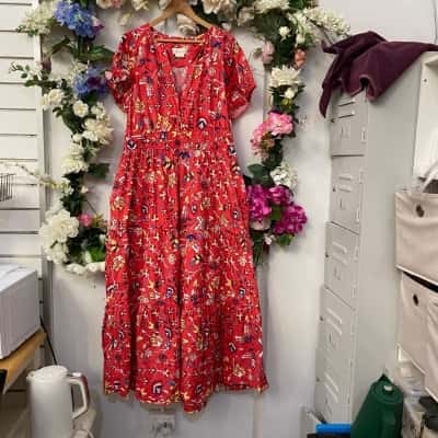 Anthropologie Womens  Size 18 Maxi Dress Pattern / Red 