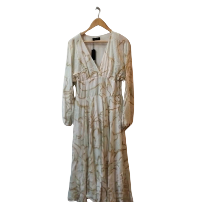  Moss & Spy Womens  Cocktail misty long Sleeve Dress  Size 12 Cream / Gold / Mint  
