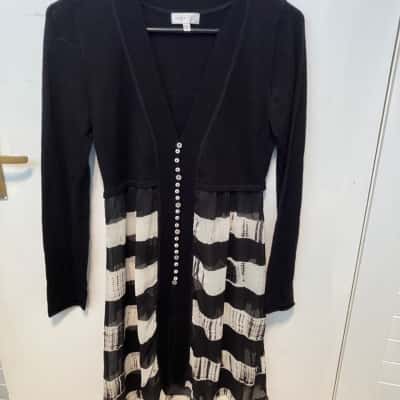 Grace Hill Womens  Size 10 Long Sleeve Dress Black  / Pattern / White 